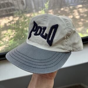 RARE Vintage Polo Ralph Lauren Felt Logo Spell Out Baseball Cap Hat Made In USA